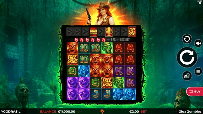 Giga Zombies - 6x5 makaralı oyun ekranı